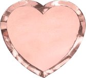 Partydeco - Borden Rose Gold hartvorm 21 cm (6 stuks)