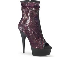 Pleaser - DELIGHT-1008SQ Plateau Laarzen - US 9 - 39 Shoes - Zwart/Paars