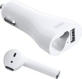 Joyroom Autolader | USB - adapter met  Bluetooth draadloos oordopje | Siri ondersteuning BT ear bud