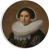 Forex Wandcirkel - Oude meesters - Portret van een vrouw, Frans Hals, ca. 1635 - 20x20cm Foto op Wandcirkel (met ophangsysteem)