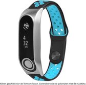 Zwart Blauw Siliconen sporthorlogebandje voor TomTom Touch (Cardio) – Maat: zie maatfoto - horlogeband - polsband - strap
