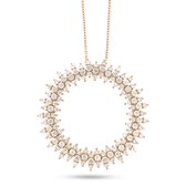 Velini Jewels-P2070R-925 Zilver-Hanger+Ketting-Rose gezet met Cubic Zirkonia-45 +5 cm verlengstuk