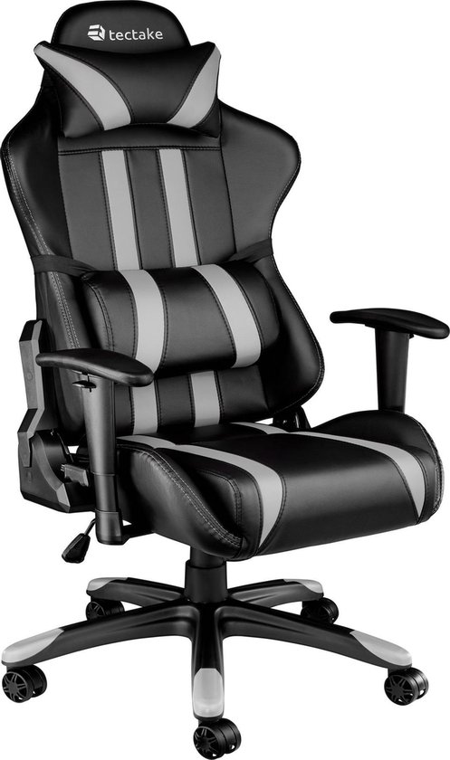 TecTake Gaming chair bureaustoel - Premium racing - Zwart/grijs | bol.com