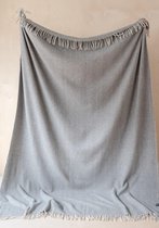 TBCo Kingsize Plaid (Sprei) Visgraat Grijs (Charcoal Grey) - Gerecycled Wol - Designed in Scotland