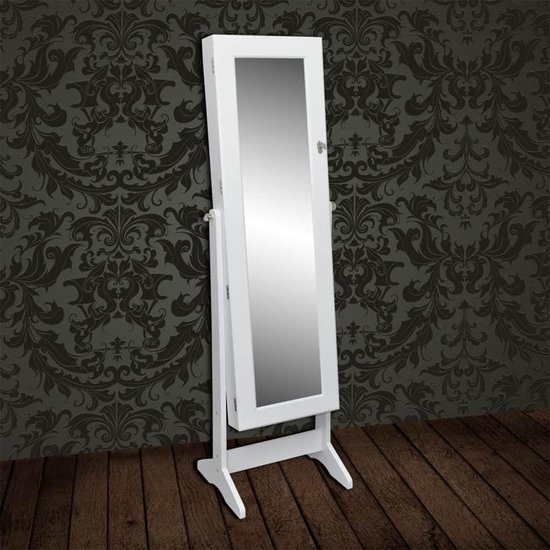 Staande spiegel wit (incl LW 3d klok) - spiegel staand | bol.com