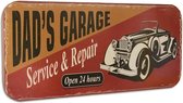 Muurplaat Dad's Garage - Groot formaat - Wanddecoratie - 100,5 x 46 cm - Rood - Blik - Vintage