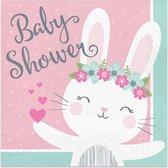 16 Servetjes  BABY SHOWER BUNNY / GEBOORTE FEEST  / BABYSHOWER / 2 laags servetjes /  roze servetten