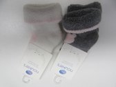 2 pack sokken van noukie's , creme met roze en grijst met roze , maat 18  3- 6maand