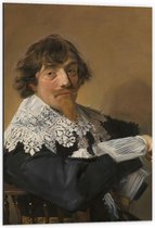Dibond - Oude meesters - Portret van een man, Frans Hals, ca. 1635 - 60x90cm Foto op Aluminium (Met Ophangsysteem)