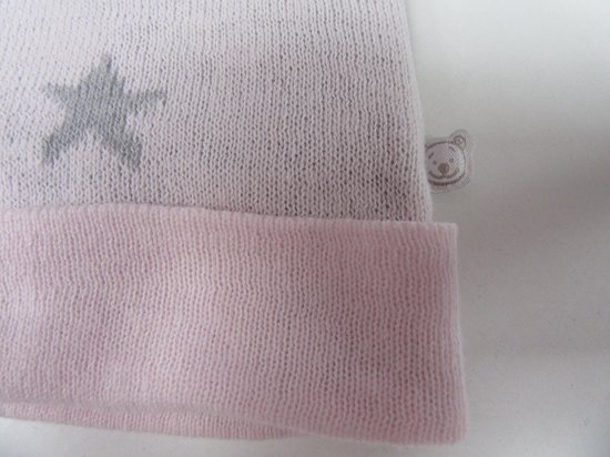 Le rose chapeau de Noukie avec des étoiles gris, T0 0-3 mois 43 cm