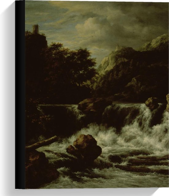 Canvas  - Oude meesters - Berglandschap met waterval, Jacob Isaacksz v Ruisdael - 30x40cm Foto op Canvas Schilderij (Wanddecoratie op Canvas)