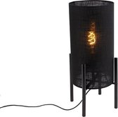 QAZQA rich - Moderne Tafellamp met kap - 1 lichts - H 485 mm - Zwart -  Woonkamer | Slaapkamer | Keuken