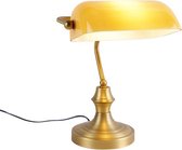 QAZQA banker - Klassieke Tafellamp - 1 lichts - H 345 mm - Oranje -  Woonkamer | Slaapkamer