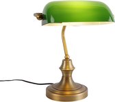 QAZQA banker - Klassieke Notarislamp | Bankierslamp - 1 lichts - H 345 mm - Groen -  Woonkamer | Slaapkamer