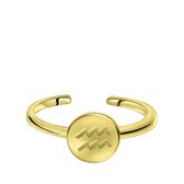Zilveren ring disc gold sterrenbeeld - Aquarius - Waterman