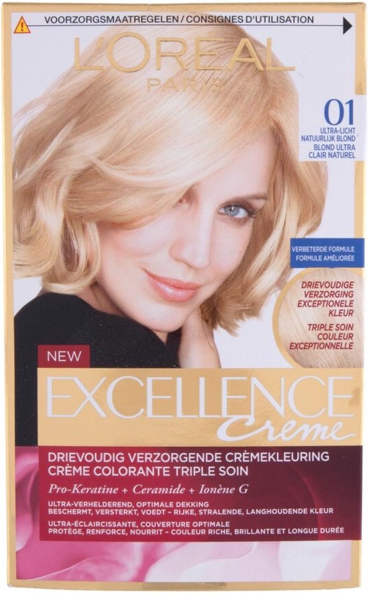 Wissen klauw soort L'Oréal Paris Excellence Crème 01 - Ultra Licht Natuurlijk Blond - Haarverf  | bol.com