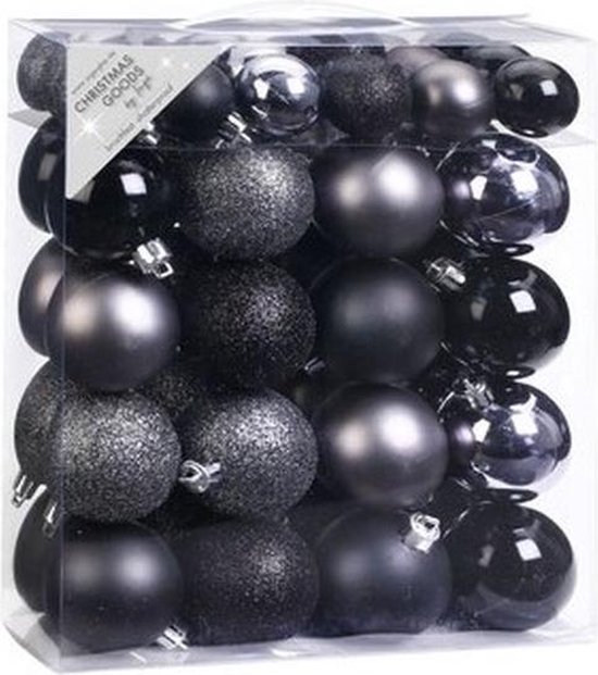 Verwijdering schokkend zag 50x Zwarte mix kunststof kerstballen pakket 4-6 cm - Kerstboomversiering  zwart | bol.com