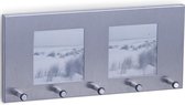 Sleutelrek zilver voor 5 sleutels en 2 foto vensters 29 cm - Zeller - Huisbenodigdheden - Sleutels ophangen - Sleutelrekjes - Decoratief sleutelrek
