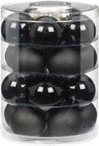 20x Zwarte glazen kerstballen 6 cm glans en mat - Kerstboomversiering zwart