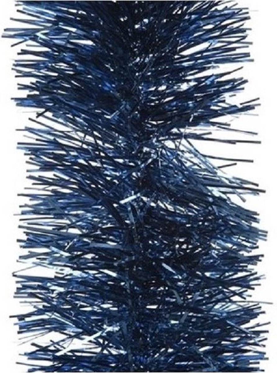 3x Kerstslingers donkerblauw 10 cm breed x 270 cm - Guirlande folie lametta - Donkerblauwe kerstboom versieringen