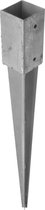 1x Paalhouders / paaldragers staal verzinkt met punt - 7 x 7 x 75 cm - houten palen in de grond plaatsen - paalpunten / paalvoeten