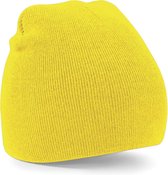 Warme gebreide Beanie wintermuts in het geel voor volwassenen - Damesmutsen / herenmutsen - 100% polyacryl - Basic line