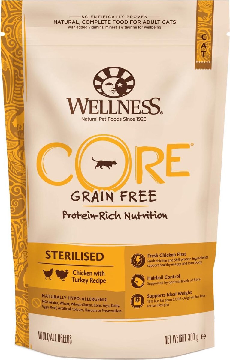 Wellness Core Kattenvoer Sterilised Kip - Kalkoen 300 gr