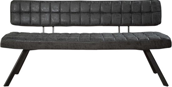 Retro - eetkamerbank - L 150cm - PU wax met kruistiksel - zwart - open rug  | bol.com