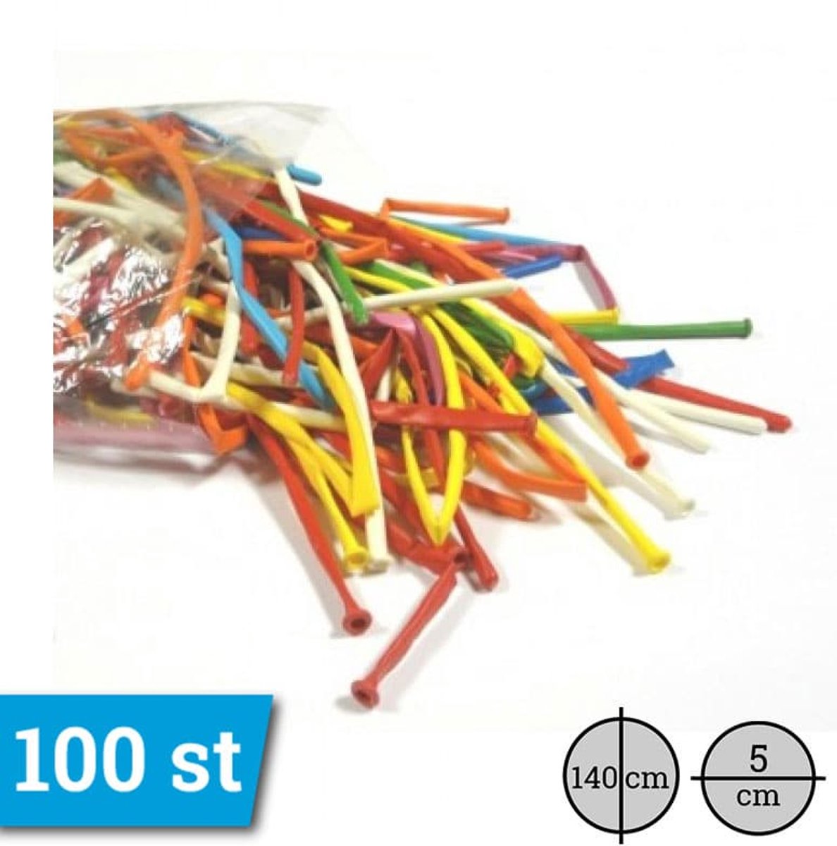 Standaard Modelleer Ballonnen Assortiment Kleuren per 100 stuks doorsnede 5cm