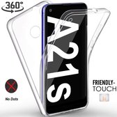 Hoesje Geschikt Voor Samsung Galaxy A21S Dual TPU hoesje 360° / 2 in 1 Case ( Voor en Achter) Transparant