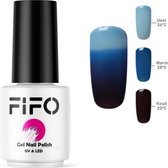 FIFO Nails Thermo Gel Polish - Thermo Gellak - Temperatuurgevoelige nagellak - Thermische nagellak - #4209 ( Lichtblauw - Blauw - Zwart) - UV & LED