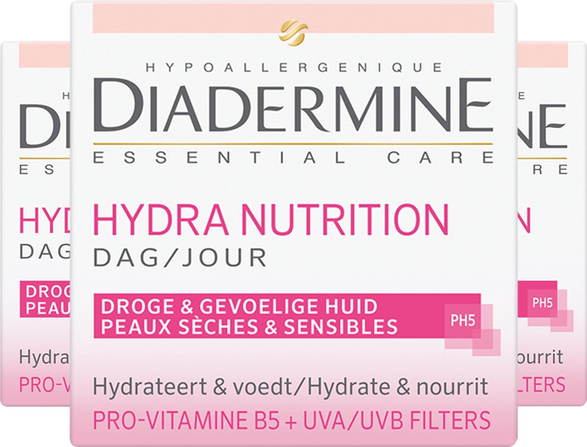 Bol.com Diadermine Essential Care Hydra Nutrition Dagcreme 3x 50ml - Voordeelverpakking aanbieding