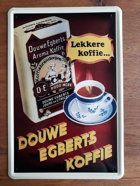 zoogdier Sjah Kikker Metalen reclamebord - Douwe Egberts Koffie - Lekkere Koffie - 30 x 20 cm -  Wandbord -... | bol.com