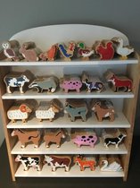 Set van 3 houten handgeschilderde boerderijdieren - verpakt in mooie geschenkzak