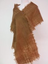 Handgemaakte, gevilte brede sjaal van 100% merinowol - Bruin gevlochten - 205 x 31 cm. Stijl open gevilt.