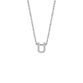 New Bling 9NB 907U Zilveren Ketting Dames - letterhanger  -  U - Zilverkleurig