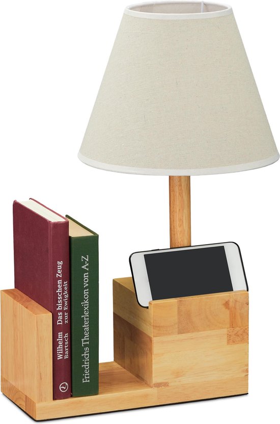 robot zonlicht dubbele Relaxdays tafellamp hout - nachtlamp - tafellampje boekensteun - bureaulamp  - schemerlamp | bol.com