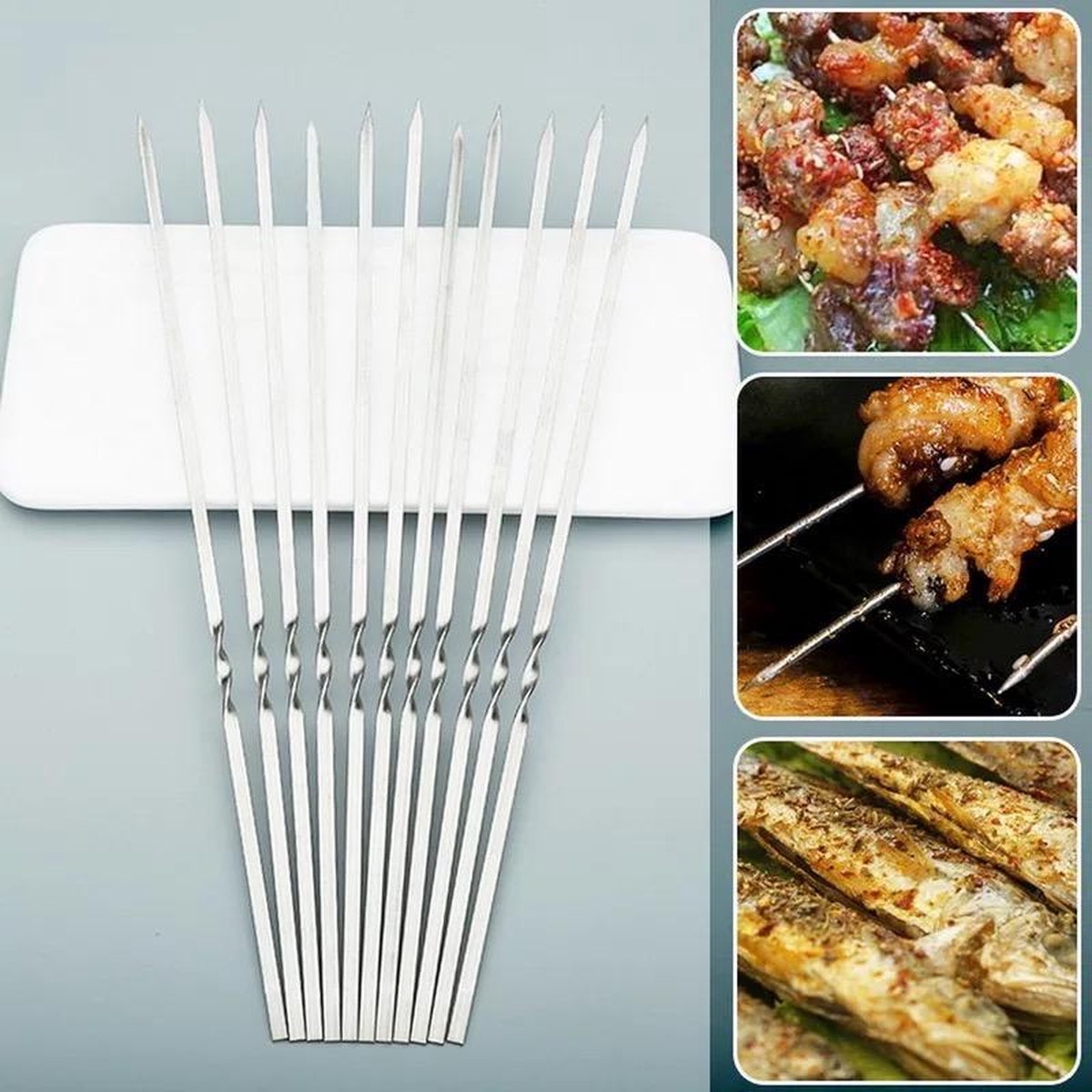 | 20x BBQ spies Barbecue prikkers van RVS 10× Stainless Steel 30 35 40 45cm Barbecue BBQ Skewers