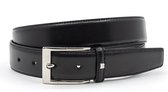 Mooie zwarte heren riem 3 cm breed - Zwart - Casual - Leer - Taille: 90cm - Totale lengte riem: 105cm - Mannen riem