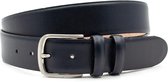 Donker blauwe heren riem 4 cm breed - Donker Blauw - Casual - Echt Leer - Taille: 105cm - Totale lengte riem: 120cm