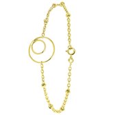 Lucardi Dames Goldplated armband met dubbele cirkel - Goudkleurig - Armband - Cadeau - 19 cm - Goudkleurig