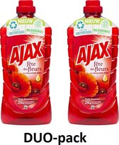AJAX Allesreiniger Met Essentiële Oliën - Rode Bloemen - 24u Natuurlijk Frisheid - 1Liter x 2