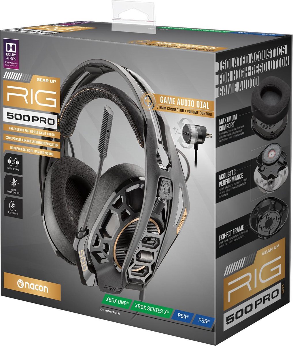 Nacon RIG 500 - PRO Multiplatform Headset bol Gaming - Zwart 
