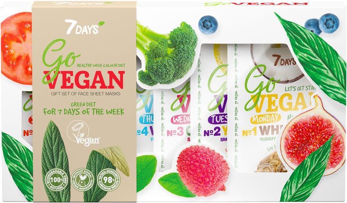 7DAYS Vegan Gift Set met 7 verschillende tissue maskers (28 gr)