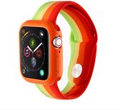 Apple watch 4|5|6 bandje 42mm - 44mm large siliconen groen - geel - oranje - rood Watchbands-shop.nl