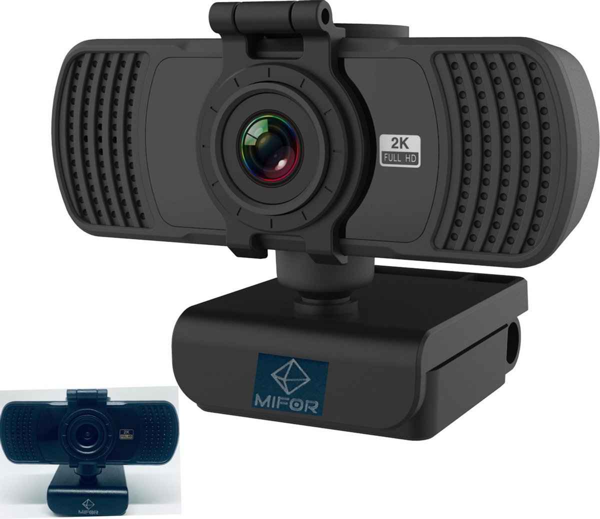 MIFOR® 2K WEBCAM 2560x1440p - GRATIS PRIVACY SLUITER - QUAD HD - NIEUWSTE Webcam AUTOFOCUS met Microfoon - Webcam voor PC - Noise Cancelling - Geschikt voor Windows en Apple