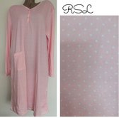 Dames nachthemd lange mouw met stippenprint XXL 44-48 roze/wit