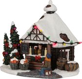 Luville Kerstdorp Miniatuur Glühwein Schuur - L17,5 x B16,5 x H15 cm