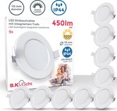 B.K.Licht - Inbouwspots badkamer - LED - witte inbouwspots - 9 stuks - spotjes inbouw - ronde - IP44 - Ø11.5cm - 3.000K - 6W