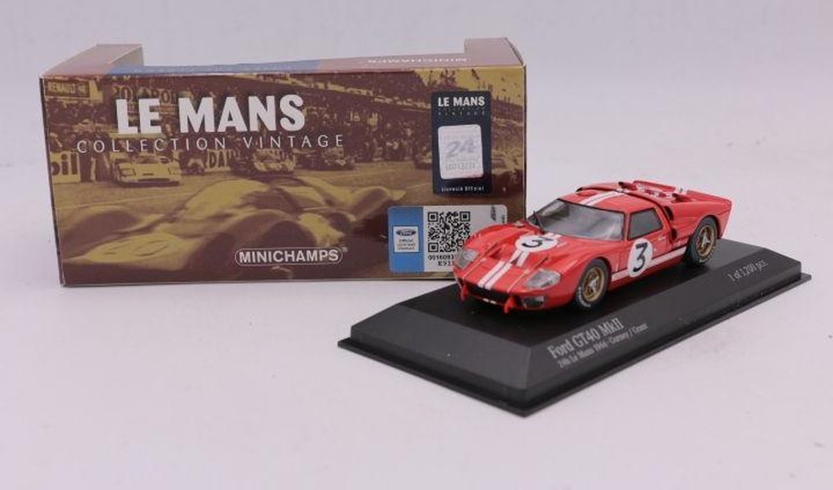 1:43 Diecast modelauto Ford GT40 #3 24H LeMans 1966 1200pcs Minichamps